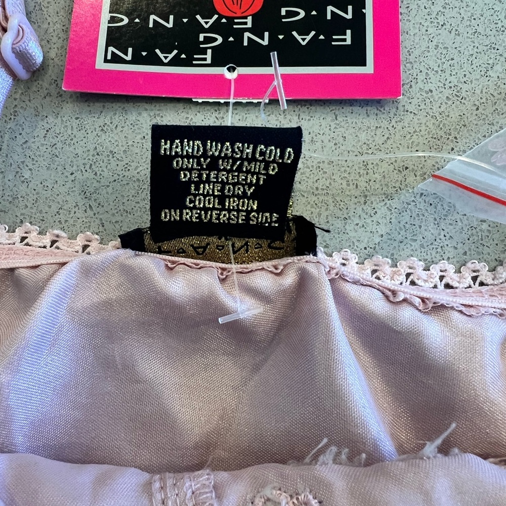 Fang Vintage Pink Lace-Up Camisole Top with side zipper & Adjustable straps SZ M - Picture 8 of 16